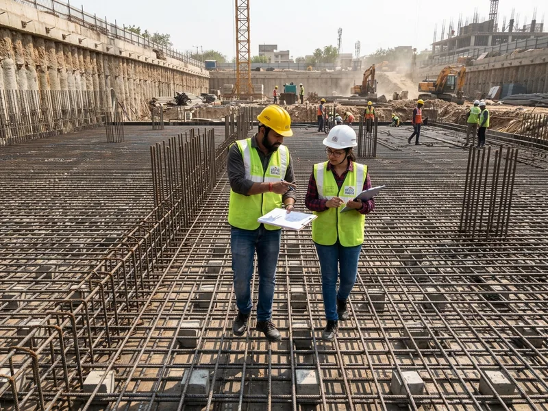 High-Density Raft Rebar Binding: Fe-500D Reinforcement with Mechanical Couplers
