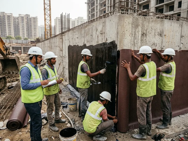 Substructure Waterproofing: Blind-Side HDPE Barrier & Swellable Bentonite Waterstops
