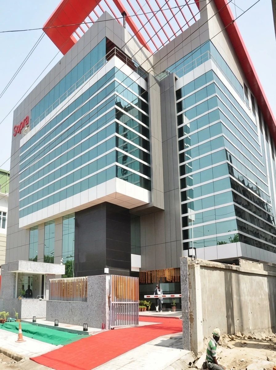 Business Bay Sector 65 Noida — Exterior Natural Stone Dry Cladding & Commercial Tiling Contractor